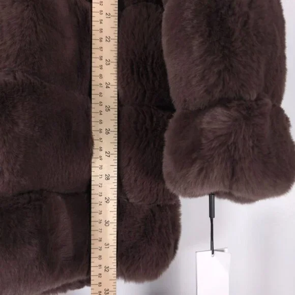 NWT Calvin Klein Hooded Faux Fur Super Soft Jacket‎ Full Zip Size MEDIUM